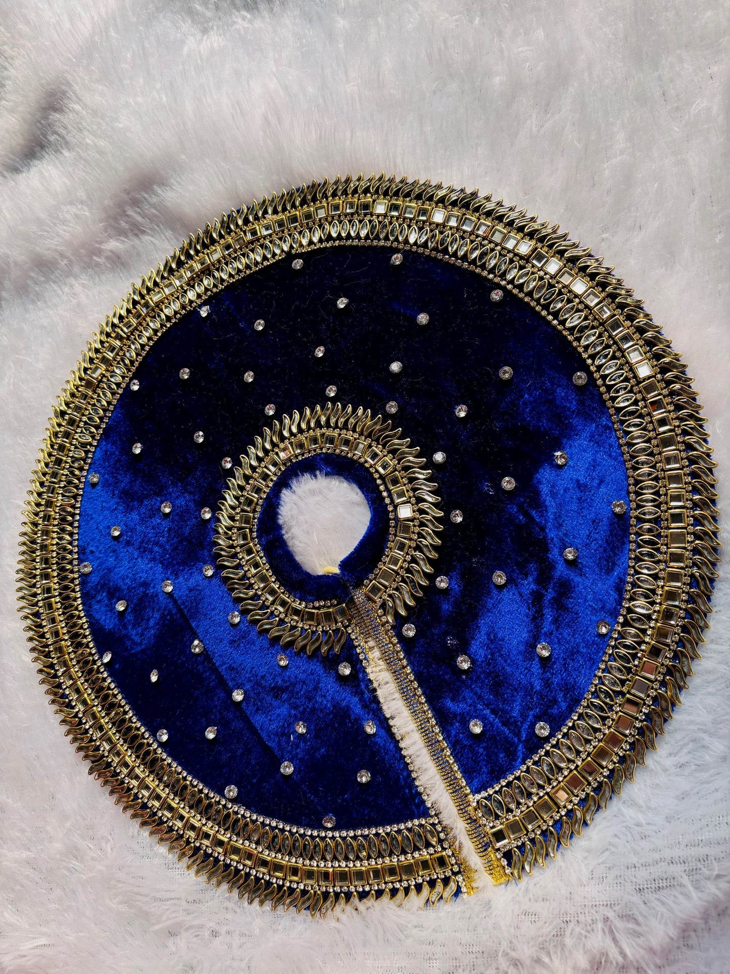 Blue velvet heavy dress with pagdi - Vrindahaat