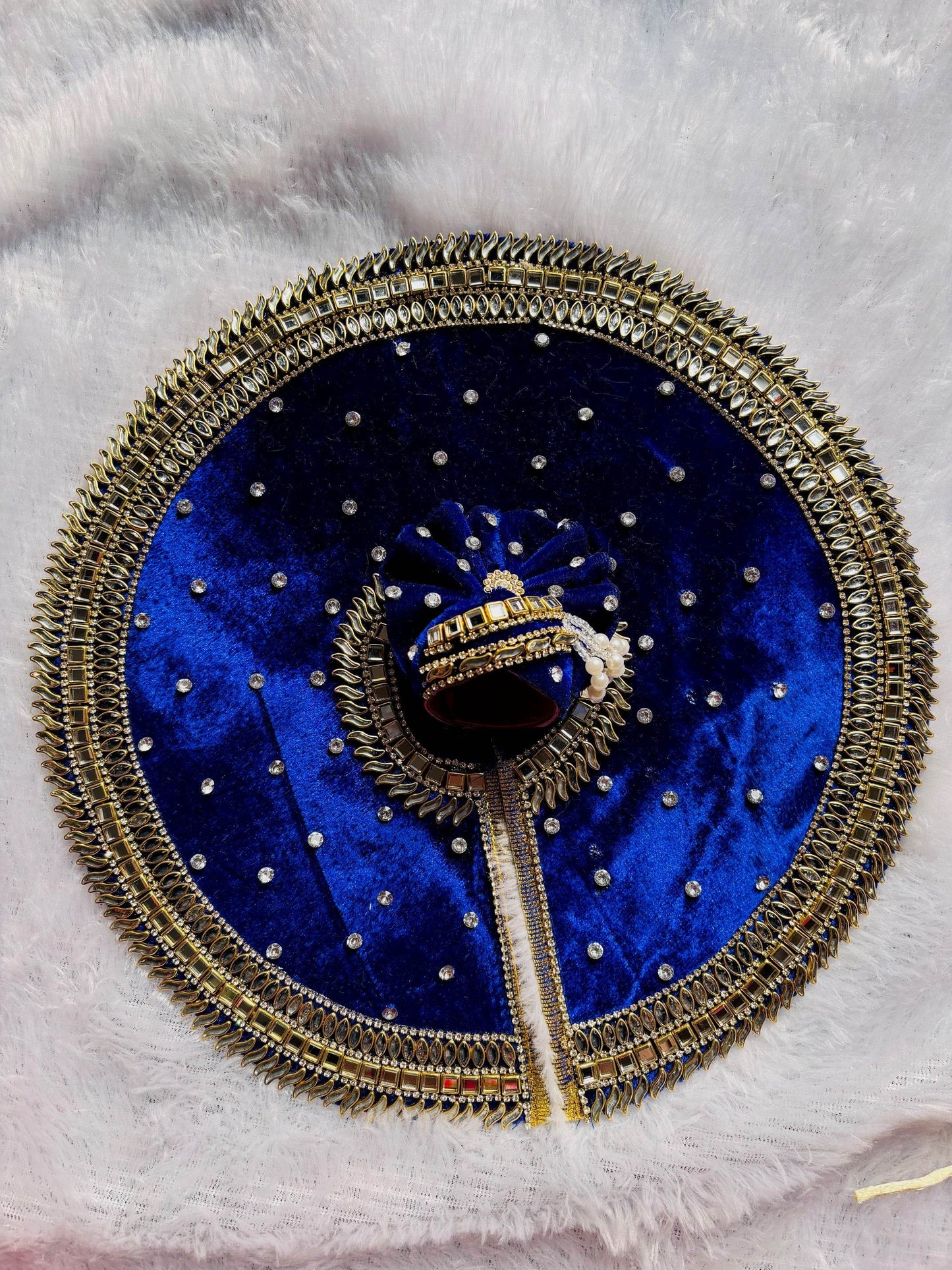 Blue velvet heavy dress with pagdi - Vrindahaat