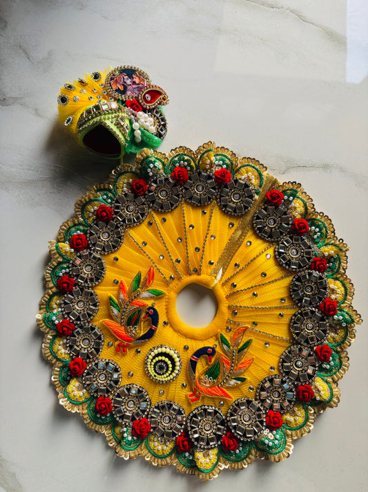 Yellow heavy poshak with pagdi