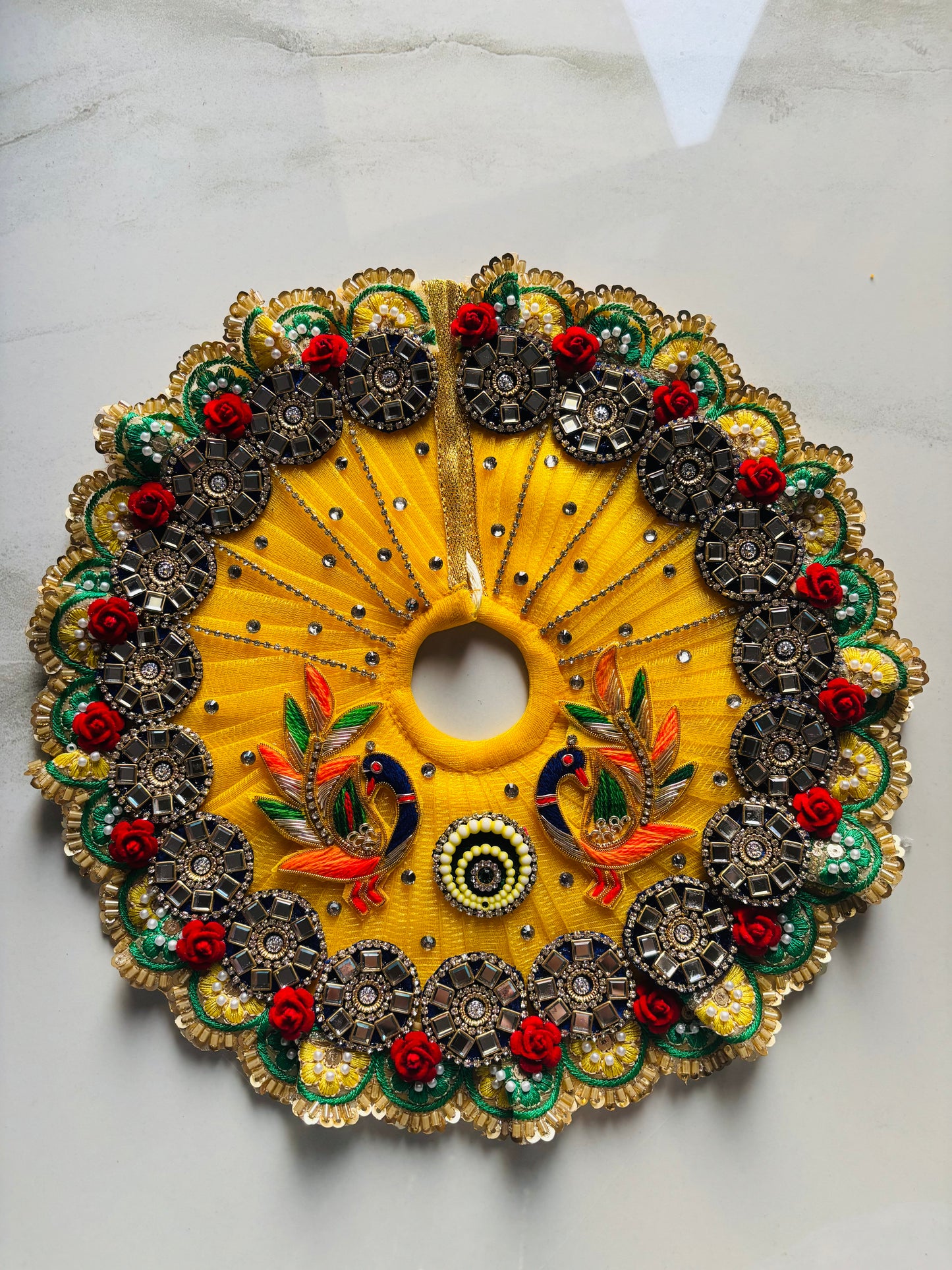 Yellow heavy poshak with pagdi