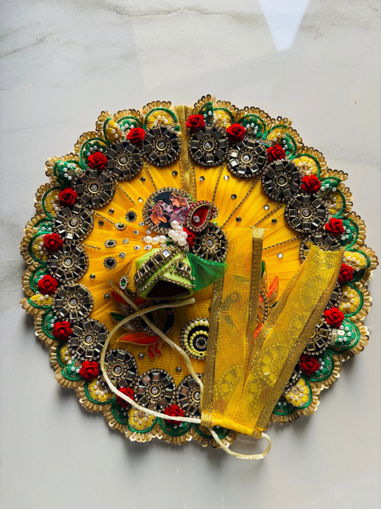 Yellow heavy poshak with pagdi