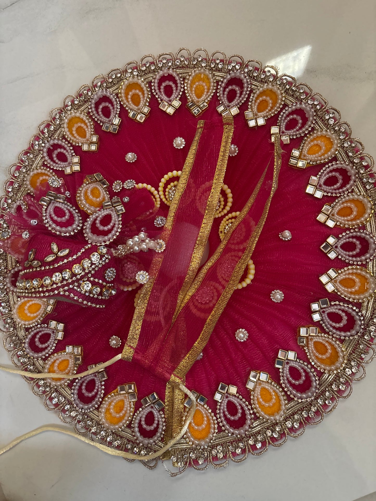Rani pink heavy border dress with pagdi