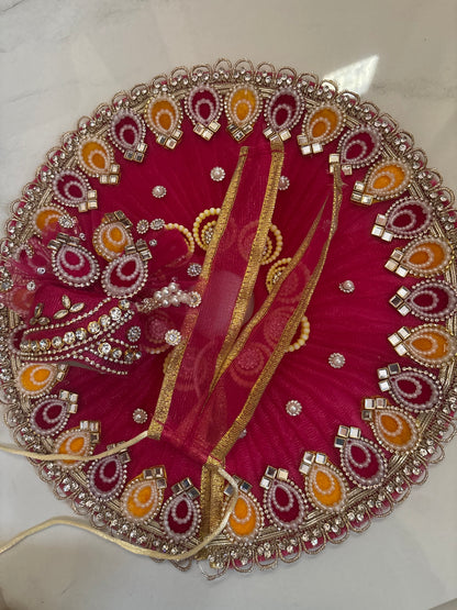 Rani pink heavy border dress with pagdi