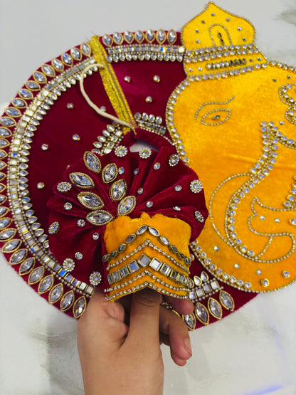 Ganesh special laddu gopal poshak with pagdi Pink and yellow