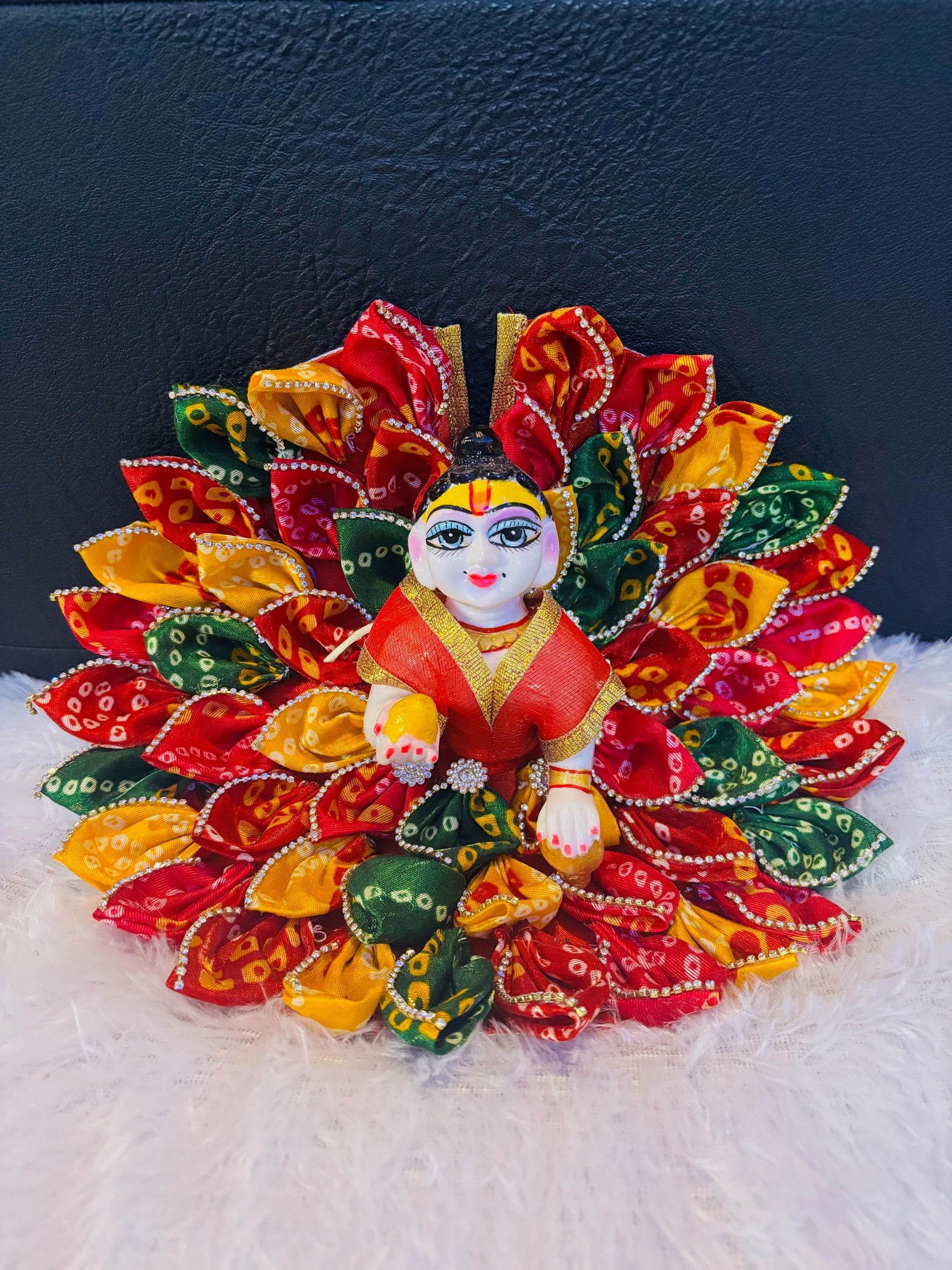 Multicolour bandhej poshak with pagdi - Vrindahaat