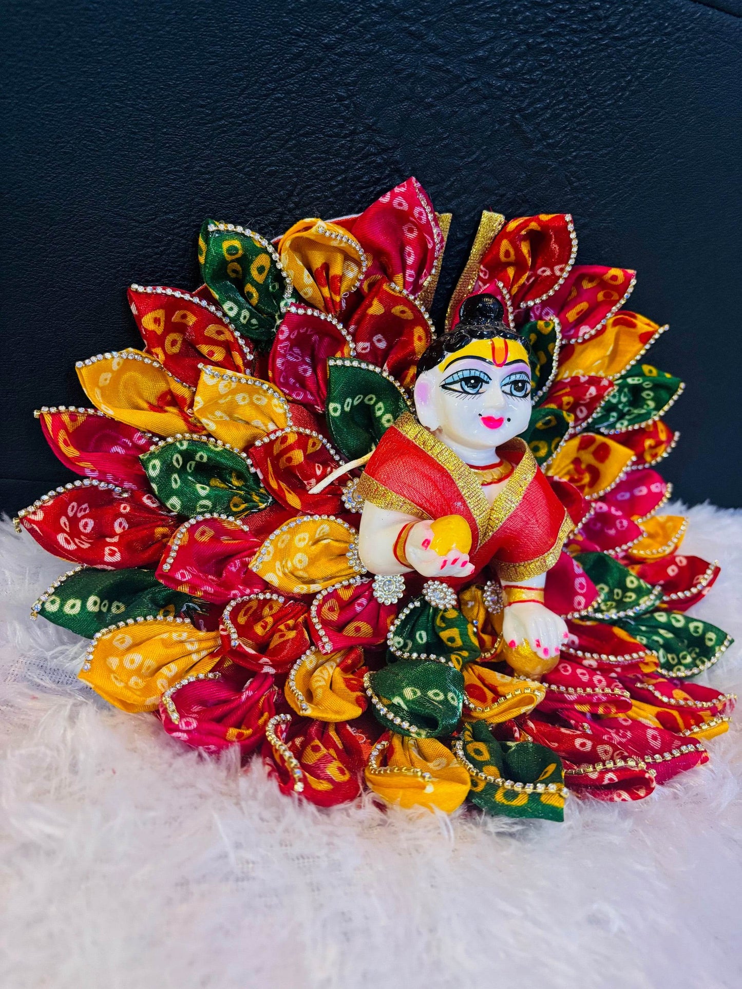 Multicolour bandhej poshak with pagdi - Vrindahaat