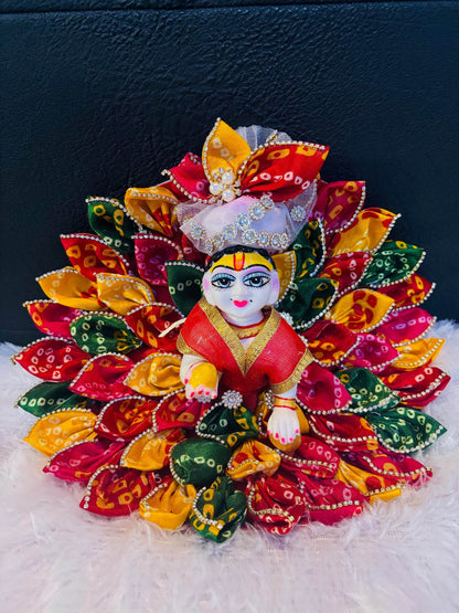 Multicolour bandhej poshak with pagdi - Vrindahaat