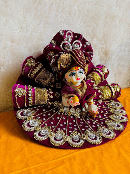 Stunning wine color dress with pagdi - Vrindahaat