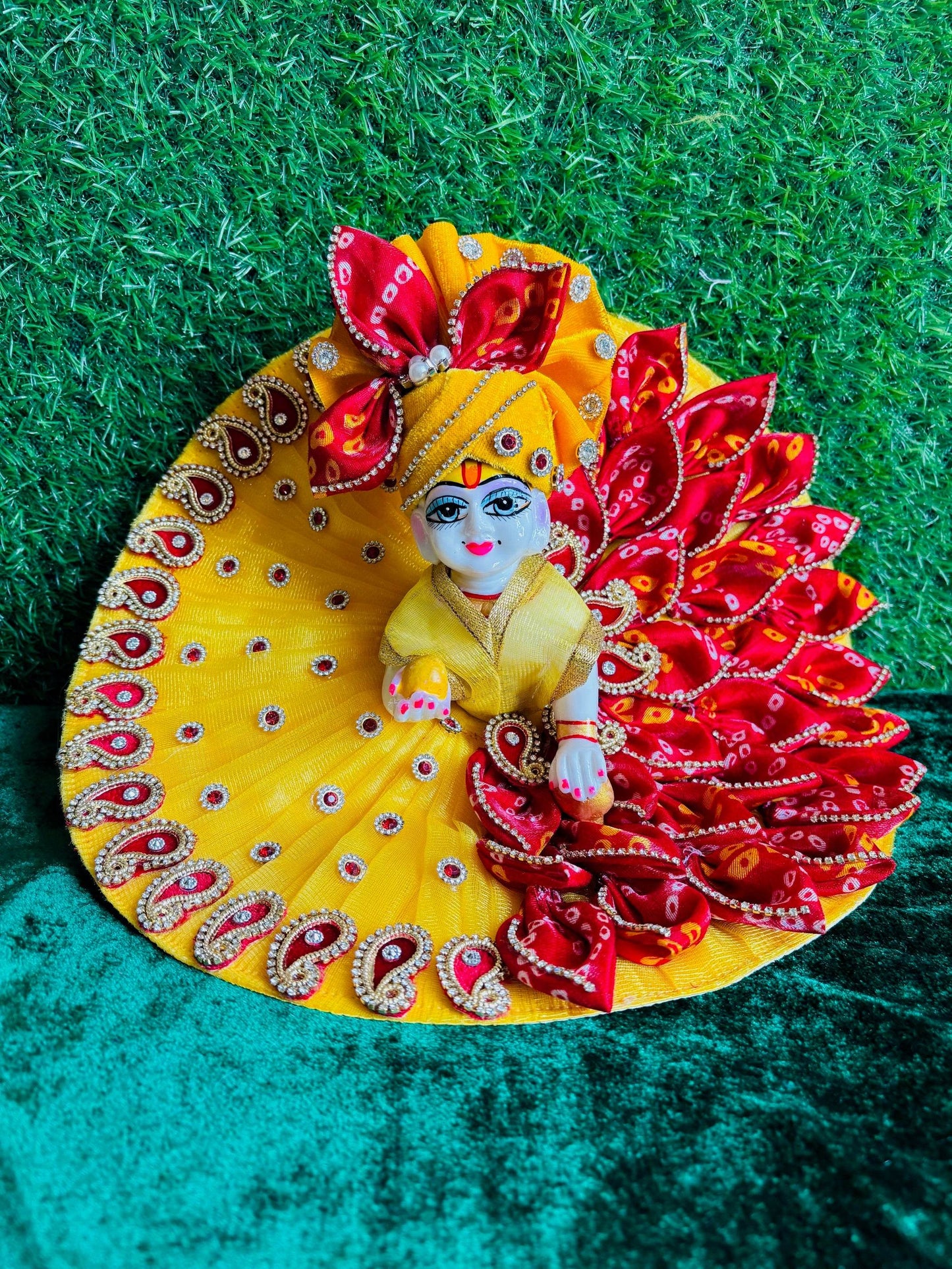 Bandhej petals heavy dress with pagdi - Vrindahaat