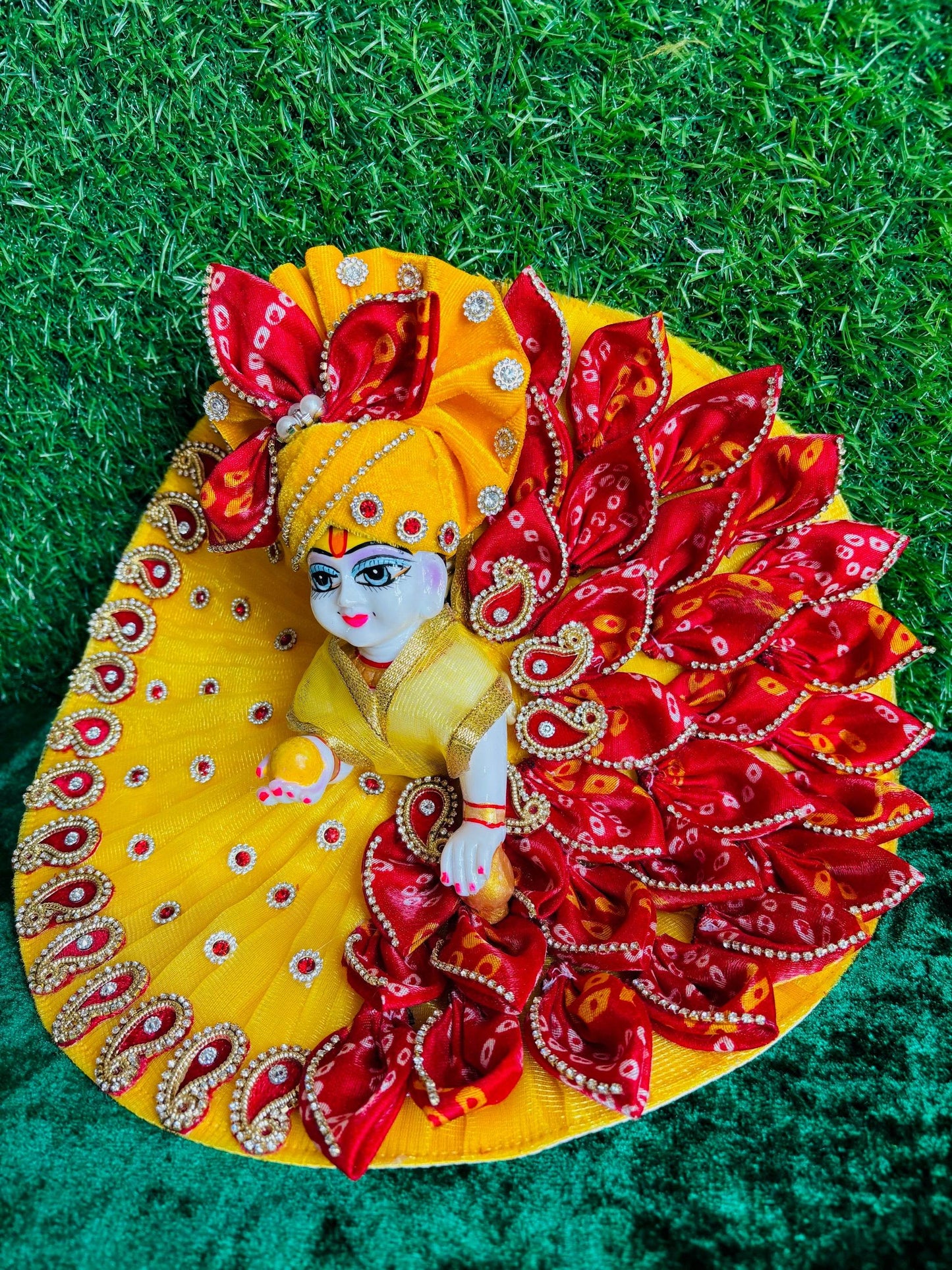 Bandhej petals heavy dress with pagdi - Vrindahaat