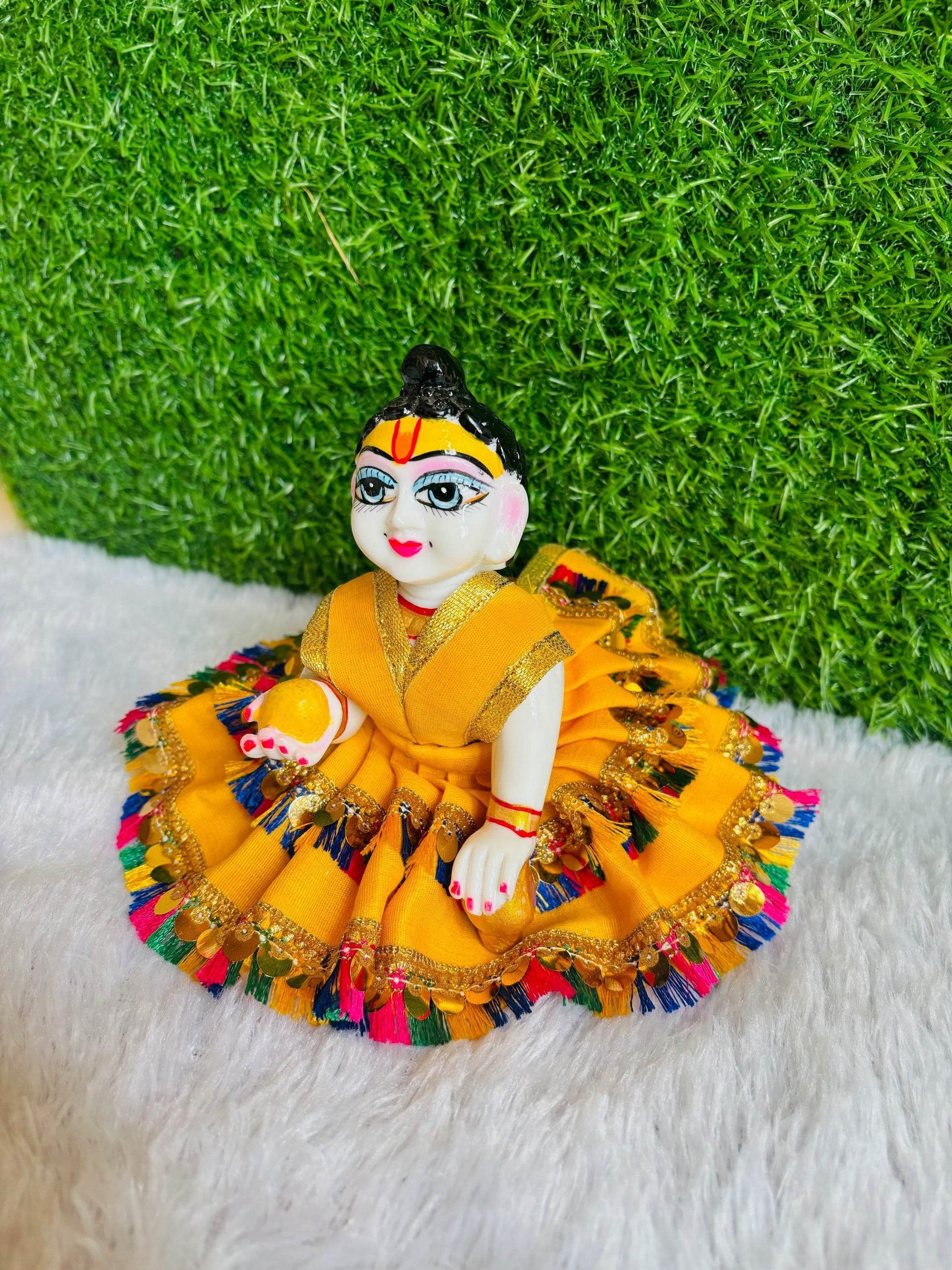 Yellow dress with double border dress for summer without pagdi - Vrindahaat