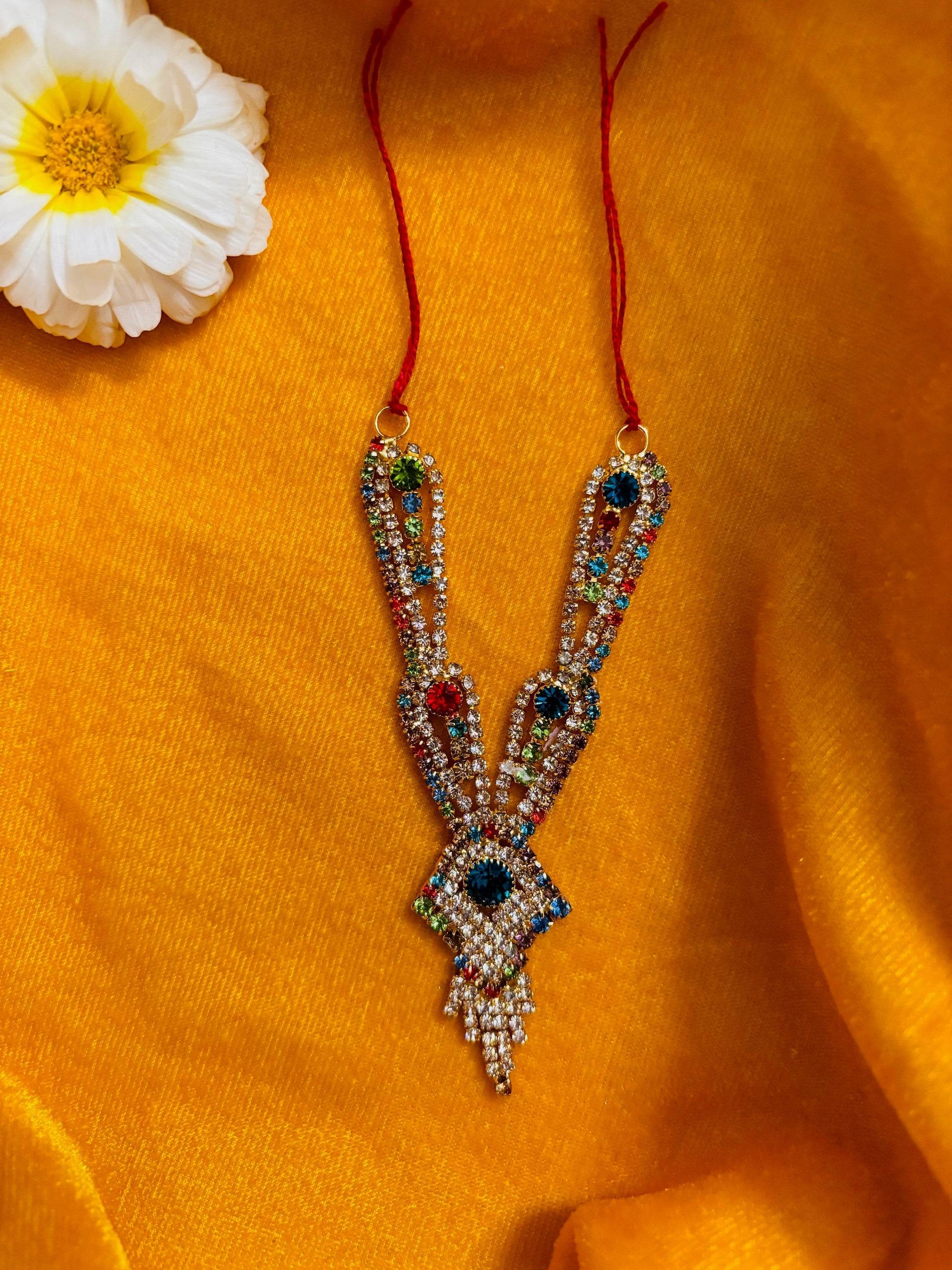 Long heavy necklace/Haar for gopala Multicolor - Vrindahaat