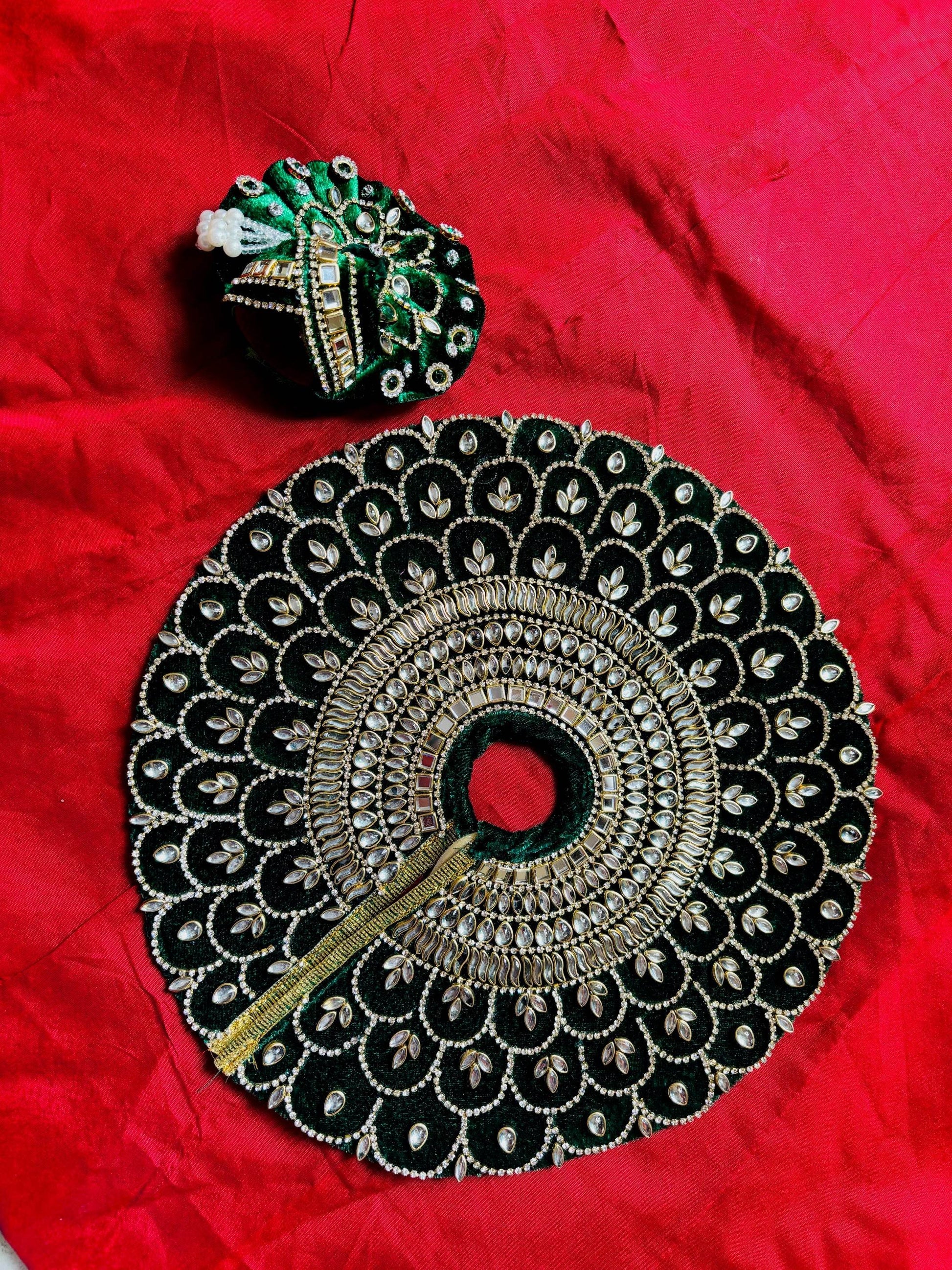 FESTIVE SPECIAL GREEN KUNDAN DRESS WITH PAGDI - Vrindahaat