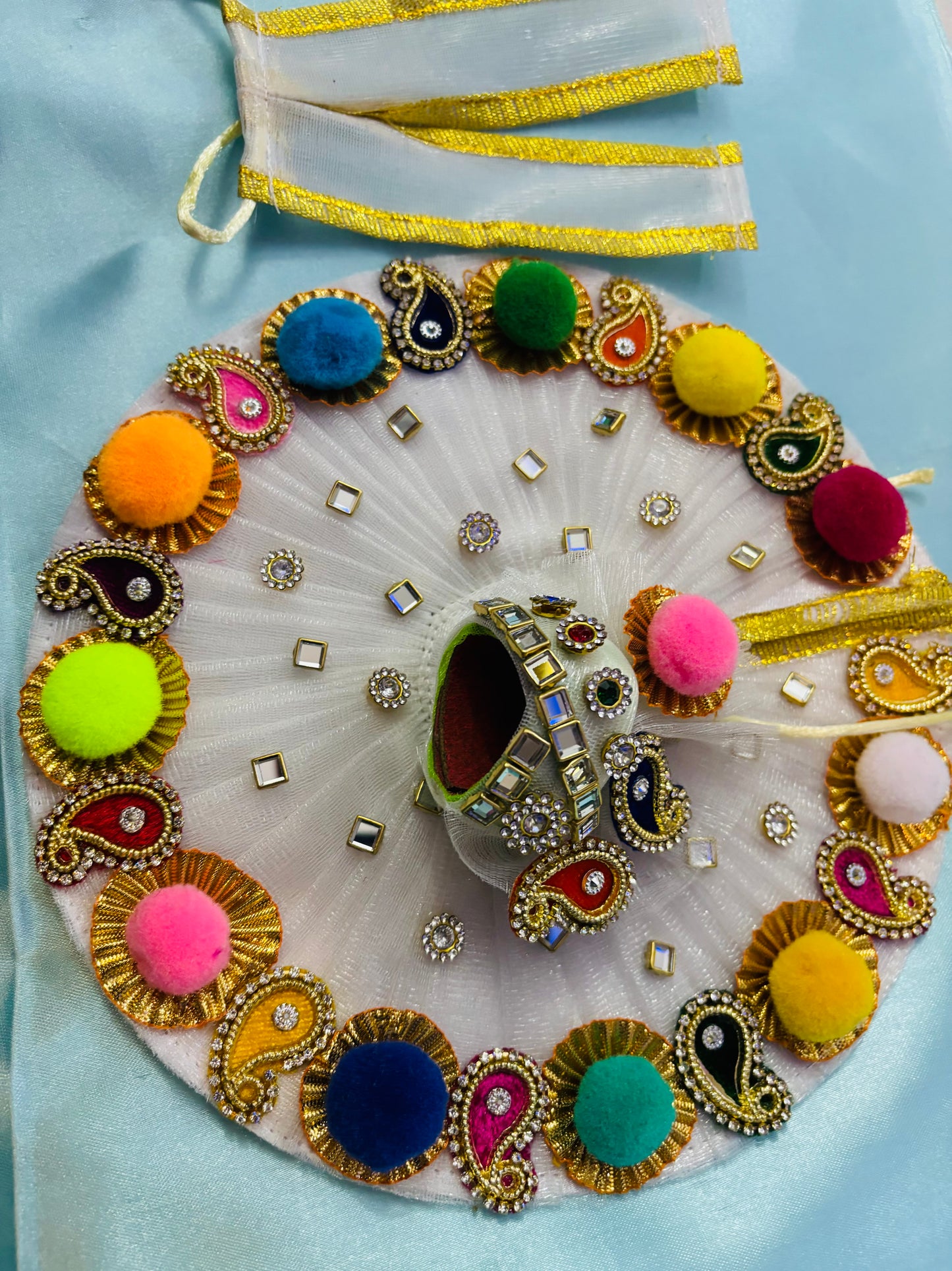 White pompom Dress with Pagdi | Vrindahaat