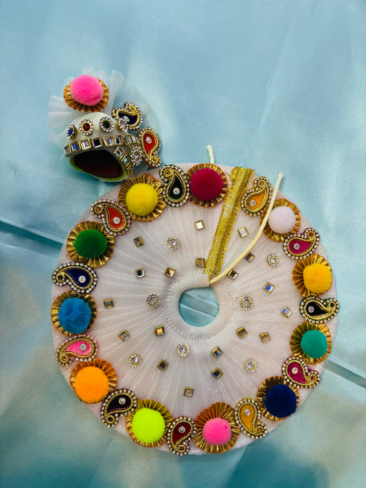 White pompom Dress with Pagdi | Vrindahaat