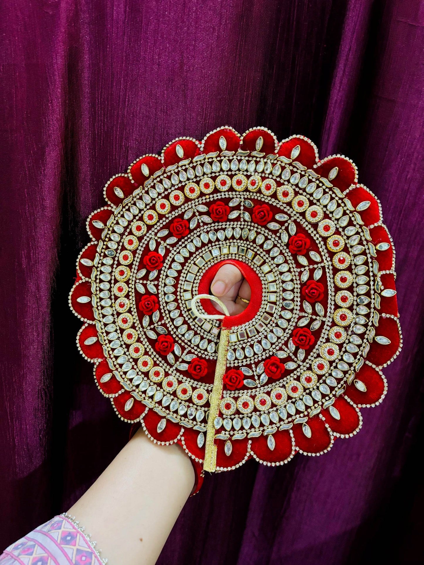Red Kundan Dress Set for Bal Gopal Janmashtami