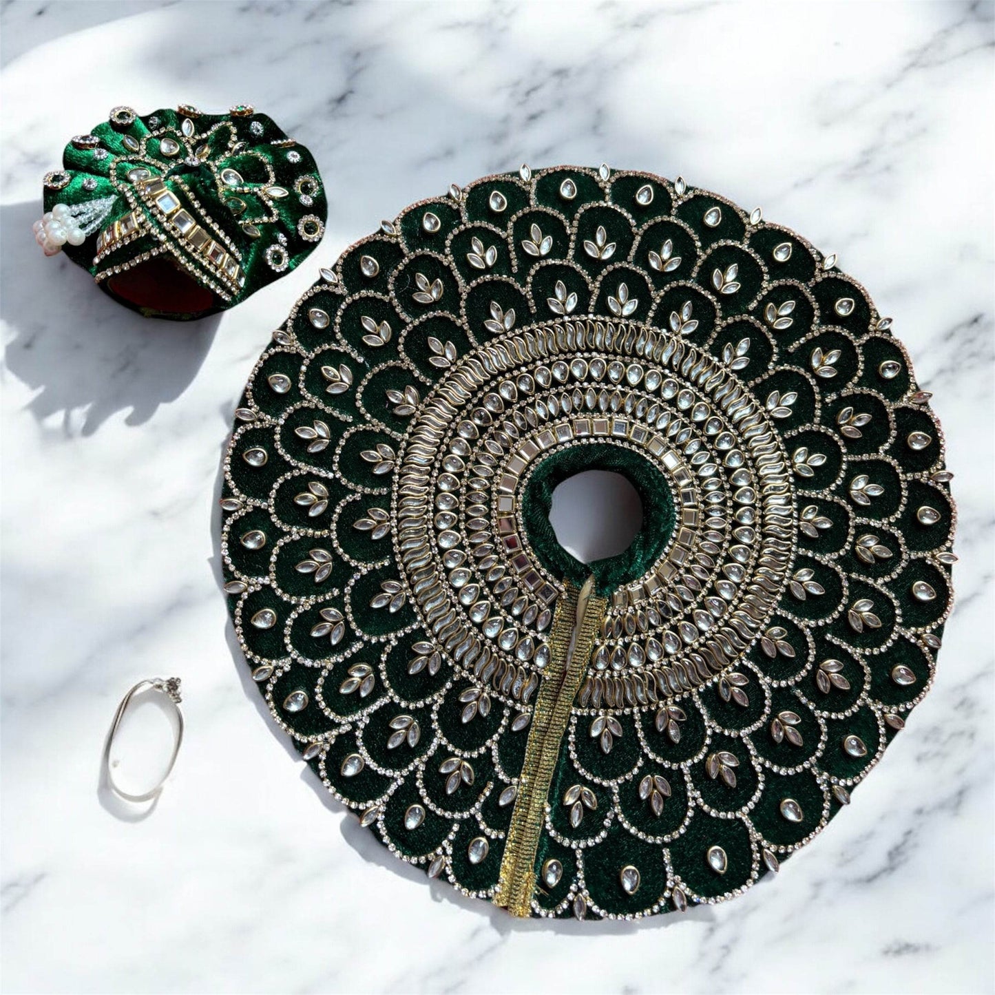 FESTIVE SPECIAL GREEN KUNDAN DRESS WITH PAGDI - Vrindahaat