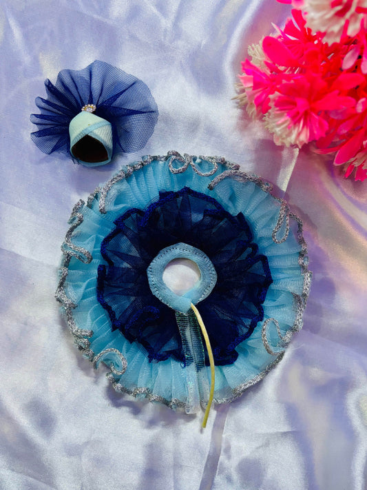  "Blue Frill Laddu Gopal Daily Wear Dress with Pagdi - Vrindahaat"