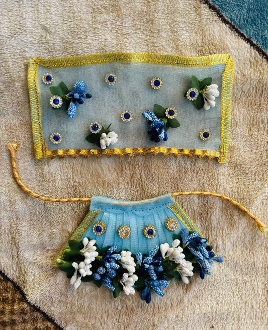  Blue Pollen Lehanga Chunri Choli for Mata Rani Idol
