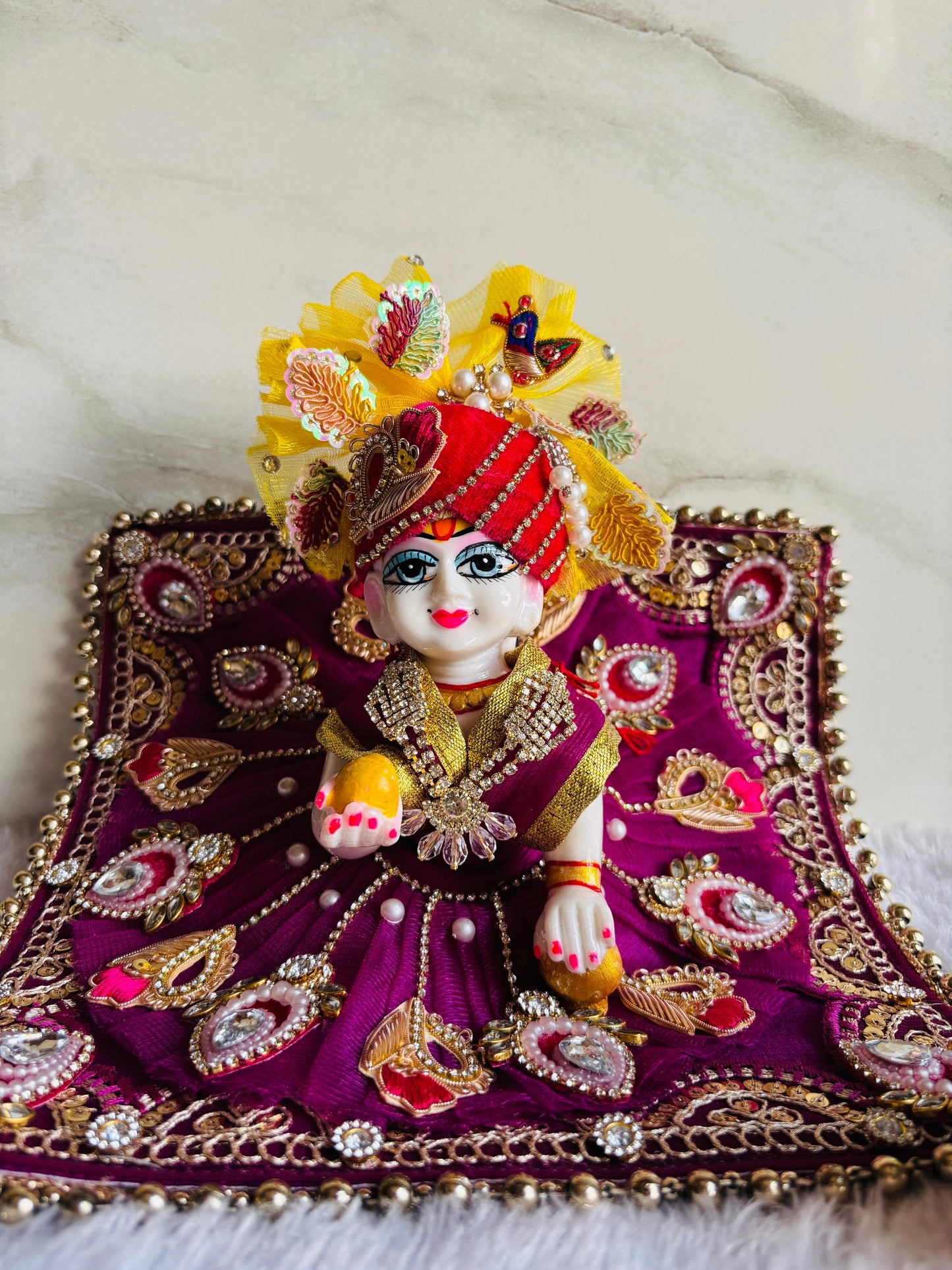 Laddu Gopal Dress with Pagdi – Handmade Festive Poshak for Krishna Ji