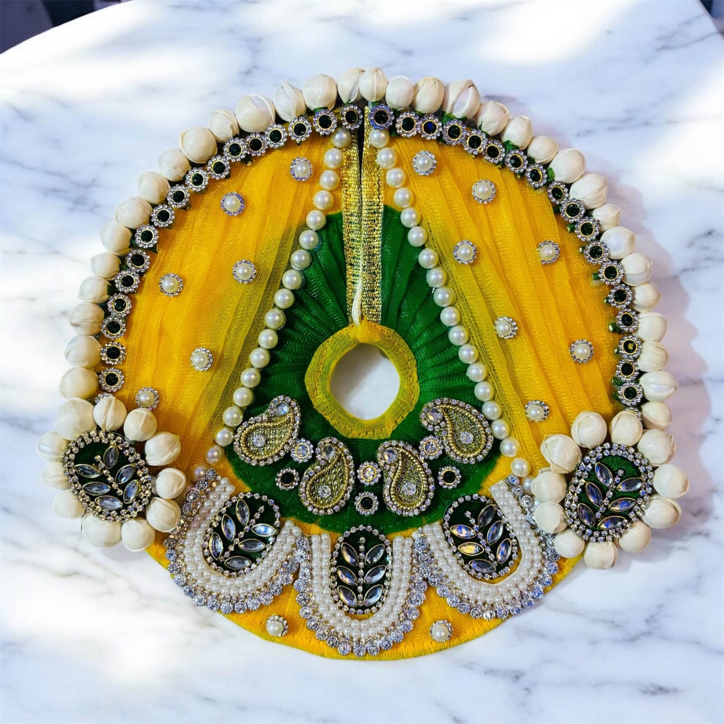  "Festive Yellow Laddu Gopal Dress with Pagdi - Vrindahaat"
