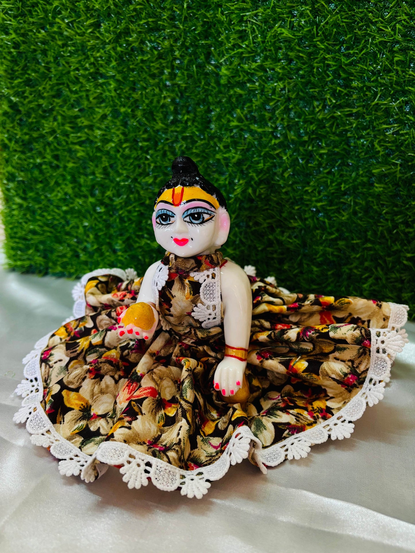  Handmade Floral Poshak for Laddu Gopal - Vrindahaat