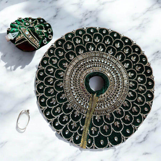FESTIVE SPECIAL GREEN KUNDAN DRESS WITH PAGDI - Vrindahaat