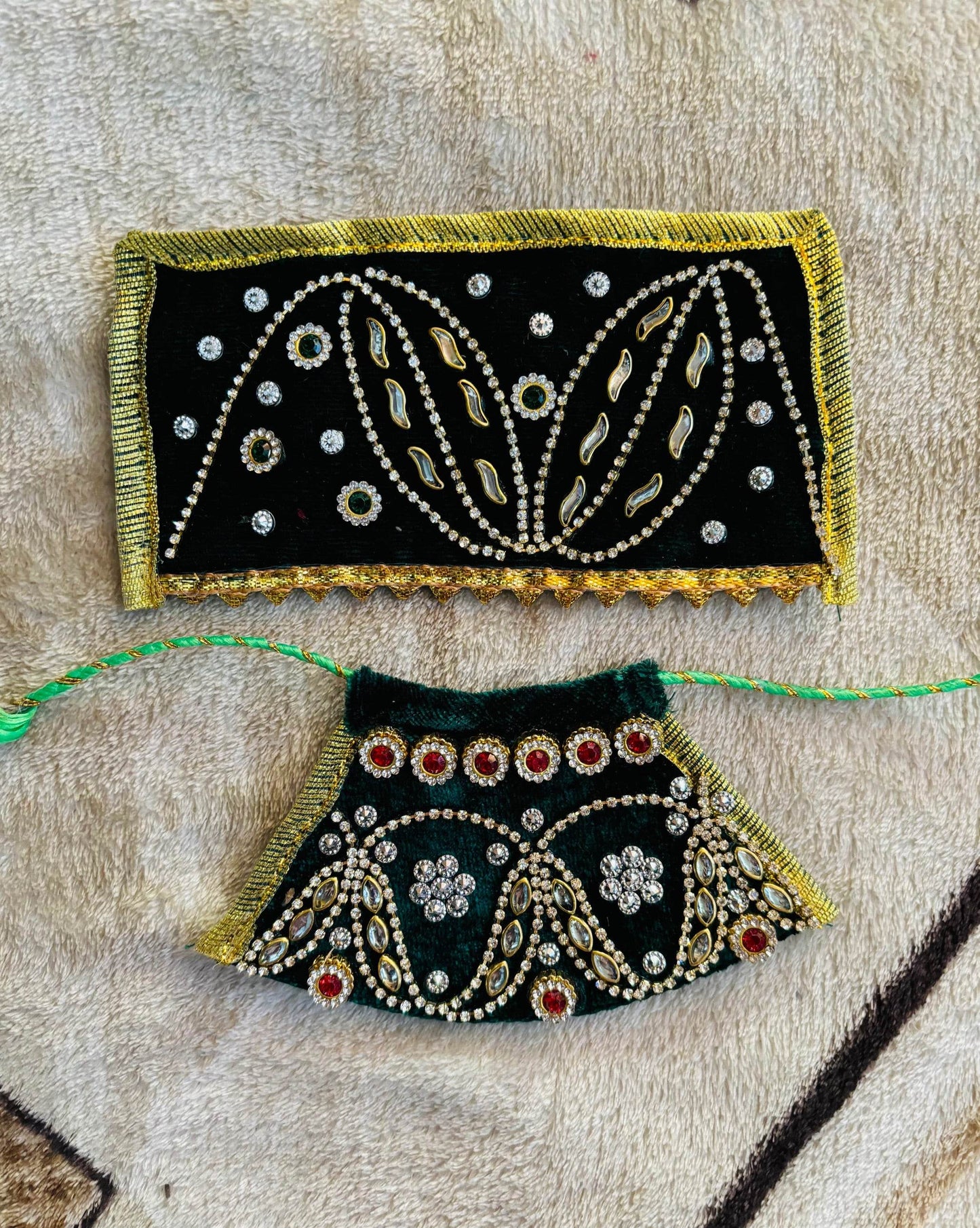 Green lehanga chunri choli for mata rani/ Radha rani - Vrindahaat