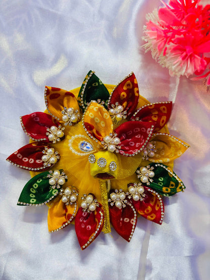 Traditional Thakur Ji Bandhej Poshak in Yellow Color
