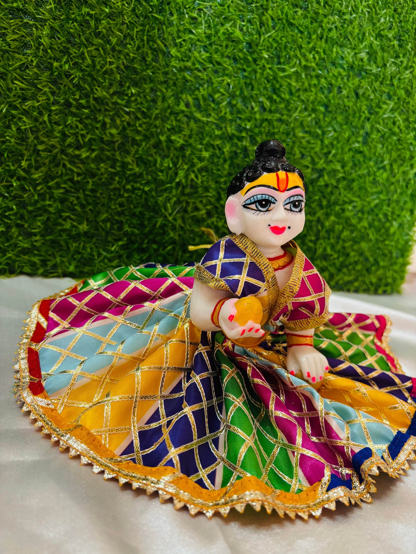  Handmade Multicolor Laddu Gopal Dress - Daily Use - No Pagdi