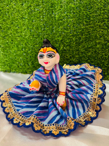  Summer Special Lahariya Blue Daily Wear Dress for Laddu Gopal Ji Without Pagdi