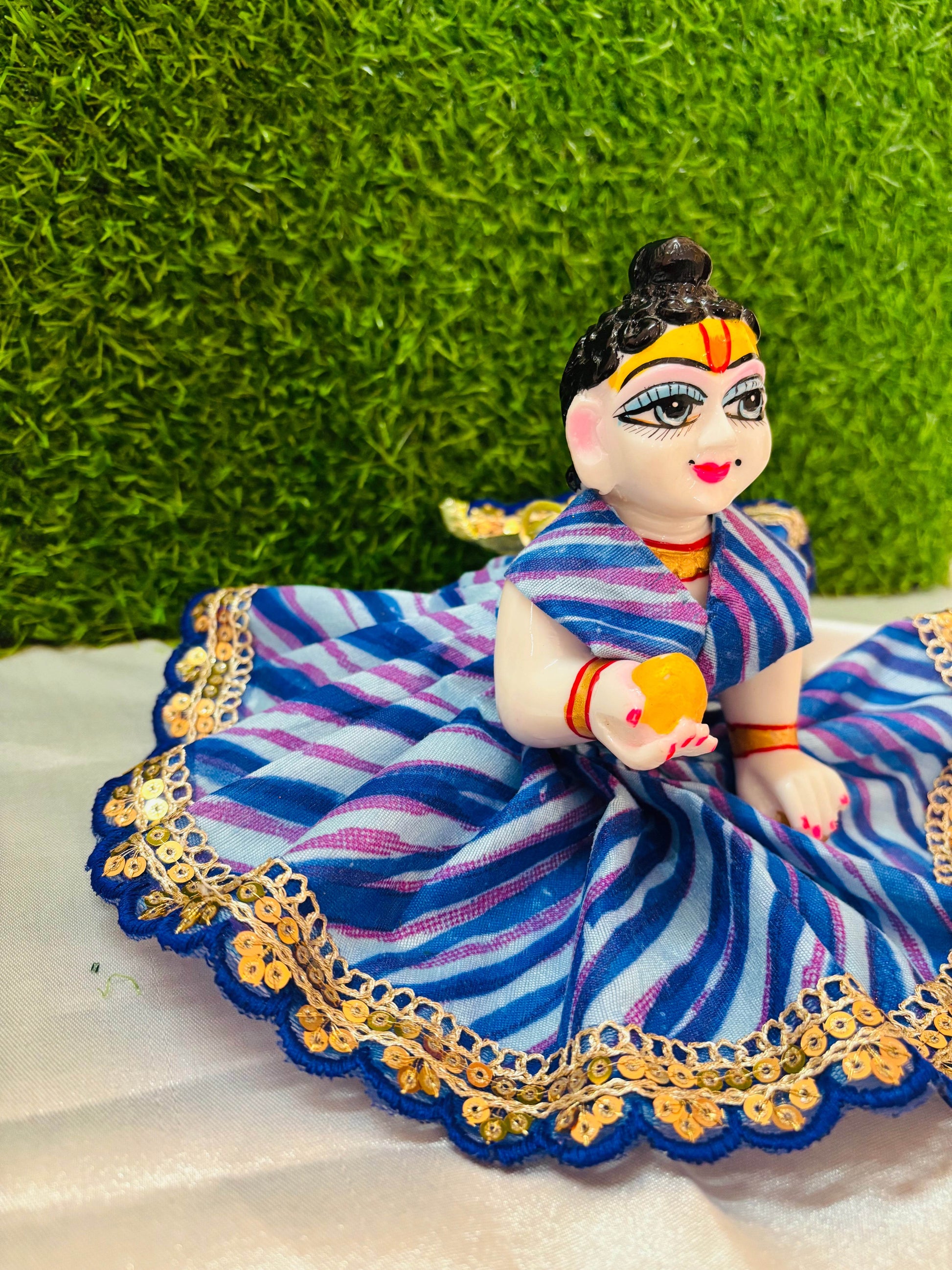  Lahariya Blue Dress for Laddu Gopal Ji - Perfect for Daily Puja