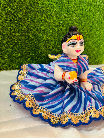  Lahariya Blue Dress for Laddu Gopal Ji - Perfect for Daily Puja