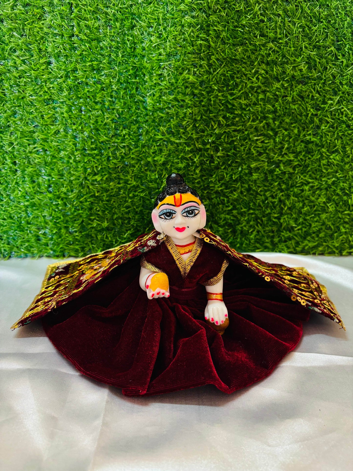 MAROON VELVET DAILY WEAR DRESS WITHOUT PAGDI - Vrindahaat