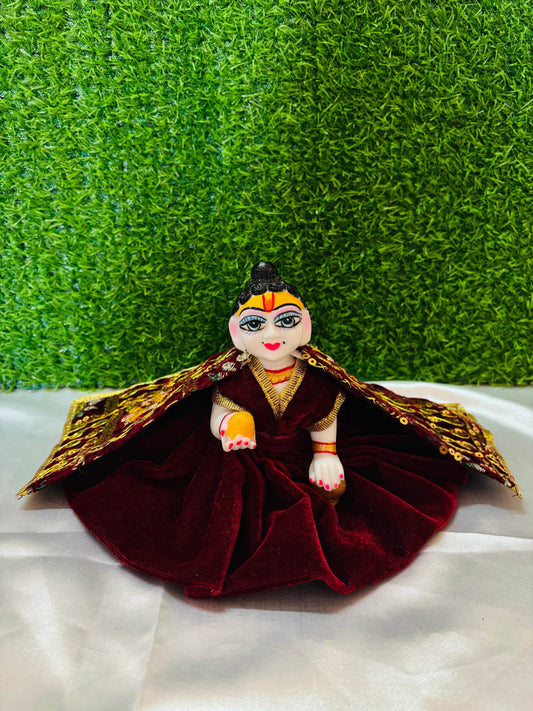 MAROON VELVET DAILY WEAR DRESS WITHOUT PAGDI - Vrindahaat