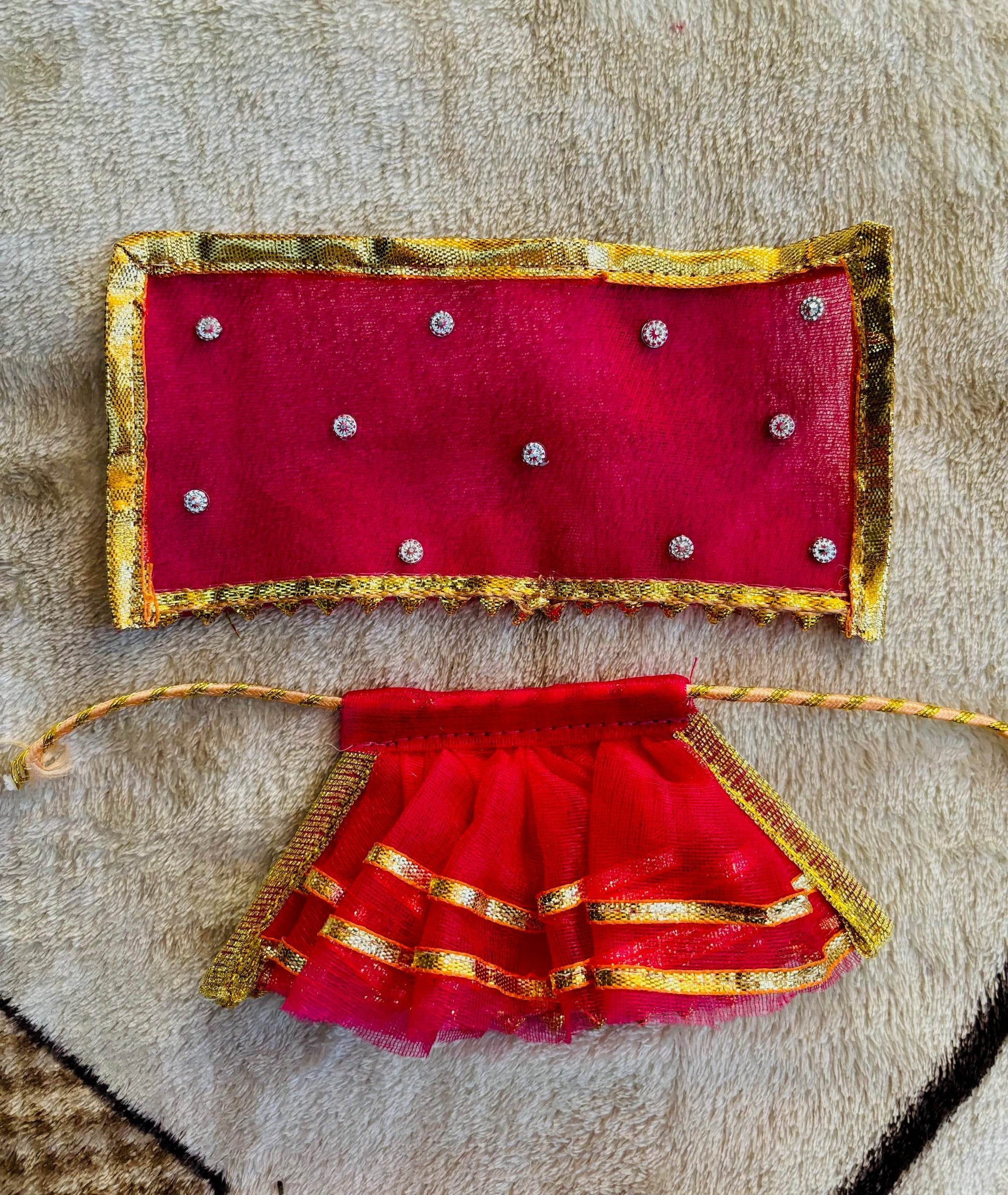 Pink net frills lehanga chunri choli for mata rani/ Radha rani - Vrindahaat