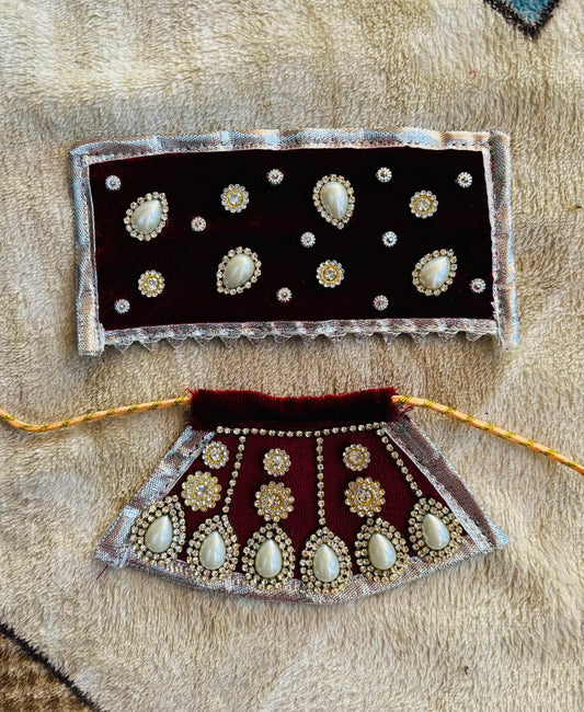 Premium Maroon lehanga chunri choli for mata rani/ Radha rani - Vrindahaat