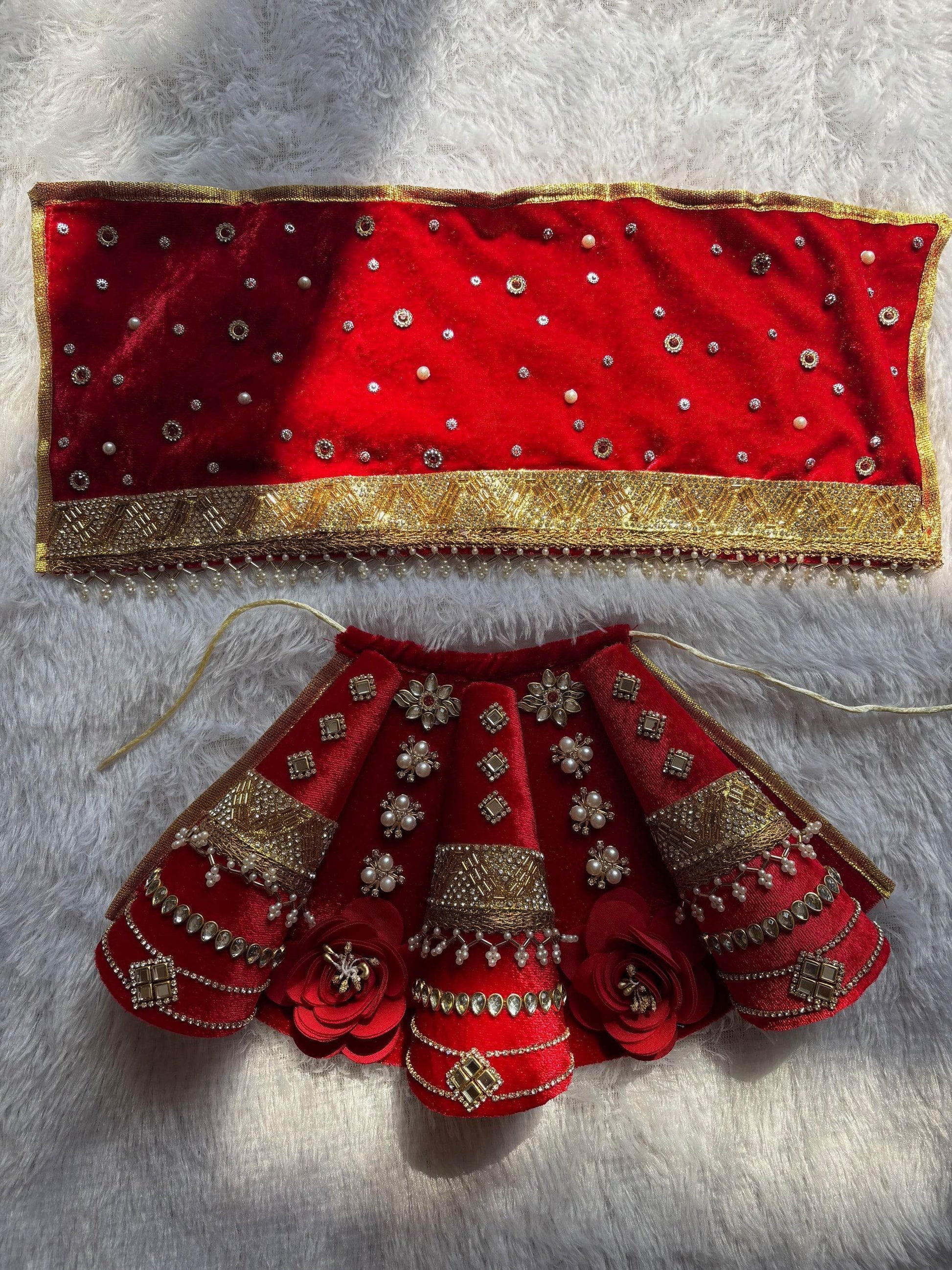  Premium Red Heavy Dress for Mata Rani Idol