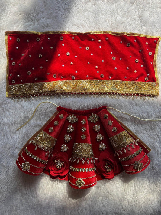  Premium Red Heavy Dress for Mata Rani Idol