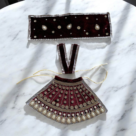 Traditional Maroon Radha Rani Dress – Heavy Poshak