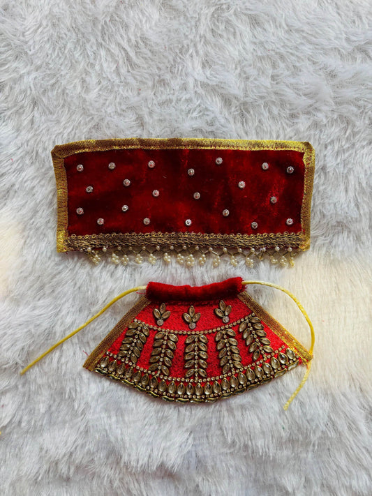  Red Heavy Lehanga Chunri Choli for Mata Rani Idol